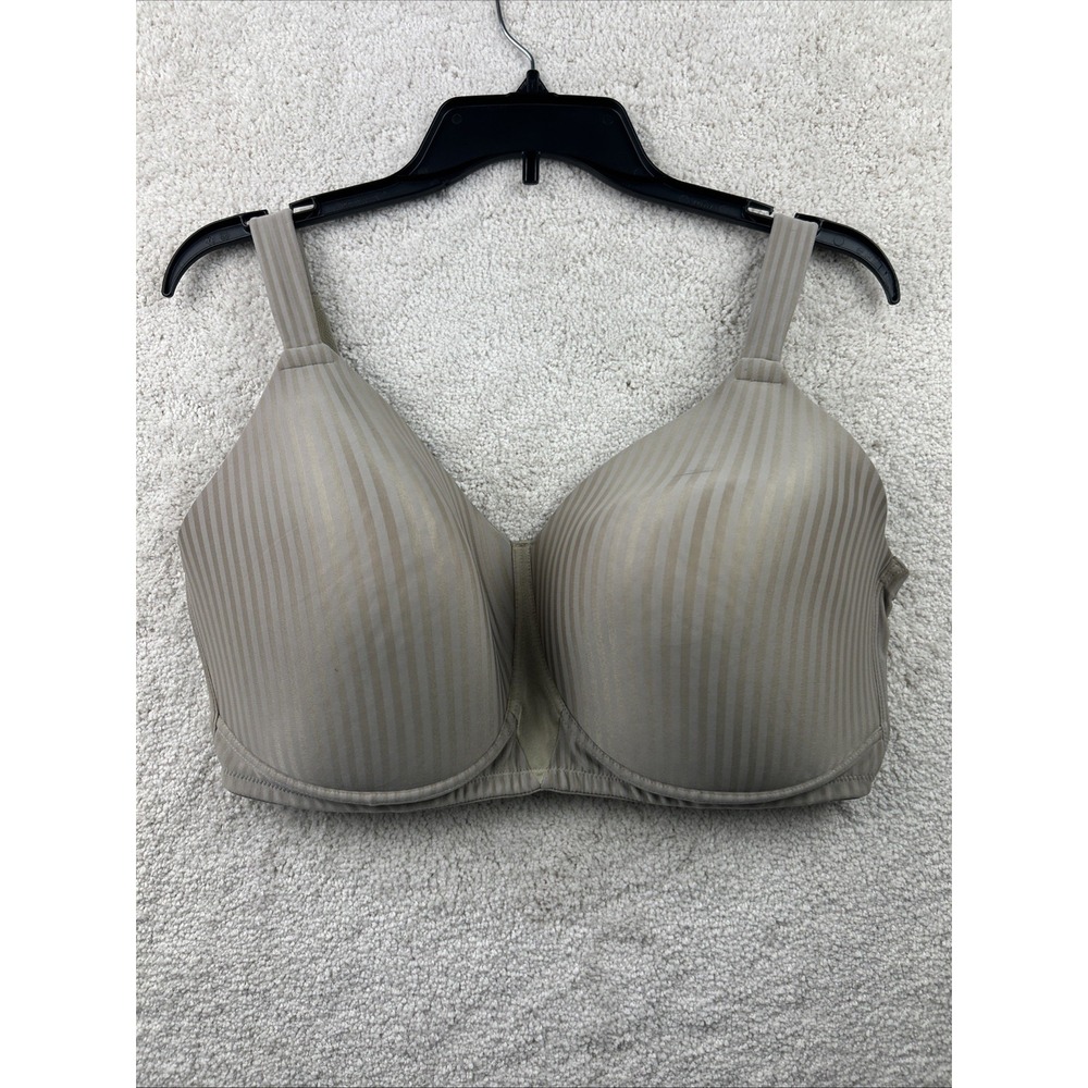 Playtex Secrets Perfectly Smooth Tan Wireless Bra 40DDD Striped Molded Cups 4707